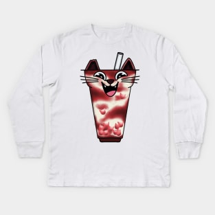 Boba Meow Tea Kids Long Sleeve T-Shirt